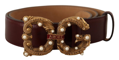 Елегантний шкіряний ремінь Dolce &amp; Gabbana Bordeaux Amore