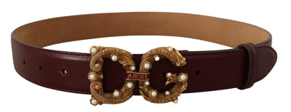 Елегантний шкіряний ремінь Dolce &amp; Gabbana Bordeaux Amore