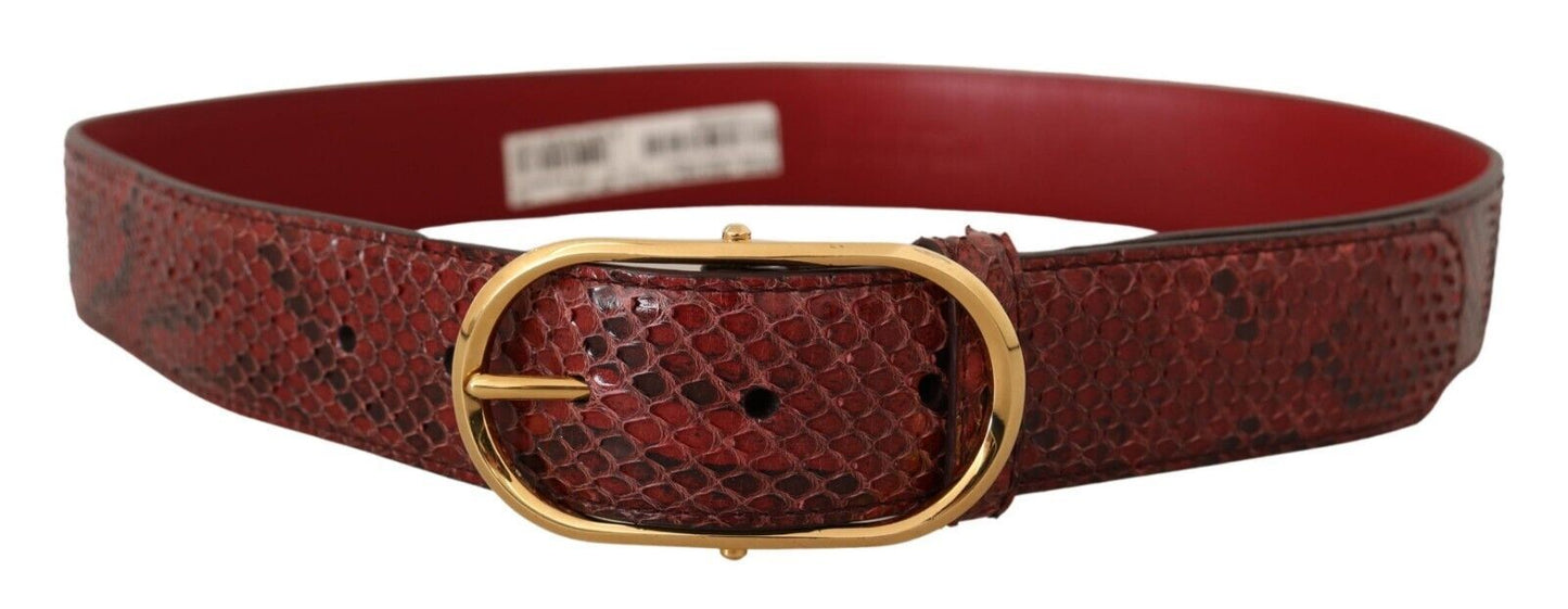 Елегантний червоний шкіряний ремінь Dolce &amp; Gabbana зі зміїної шкіри