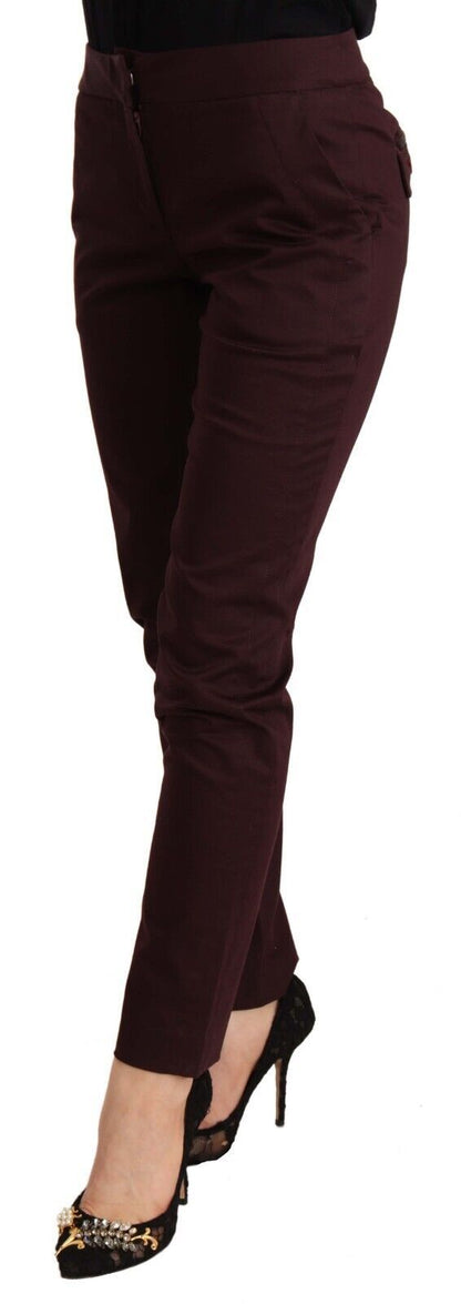 Вузькі штани Just Cavalli Maroon Slim Fit із застібкою-блискавкою
