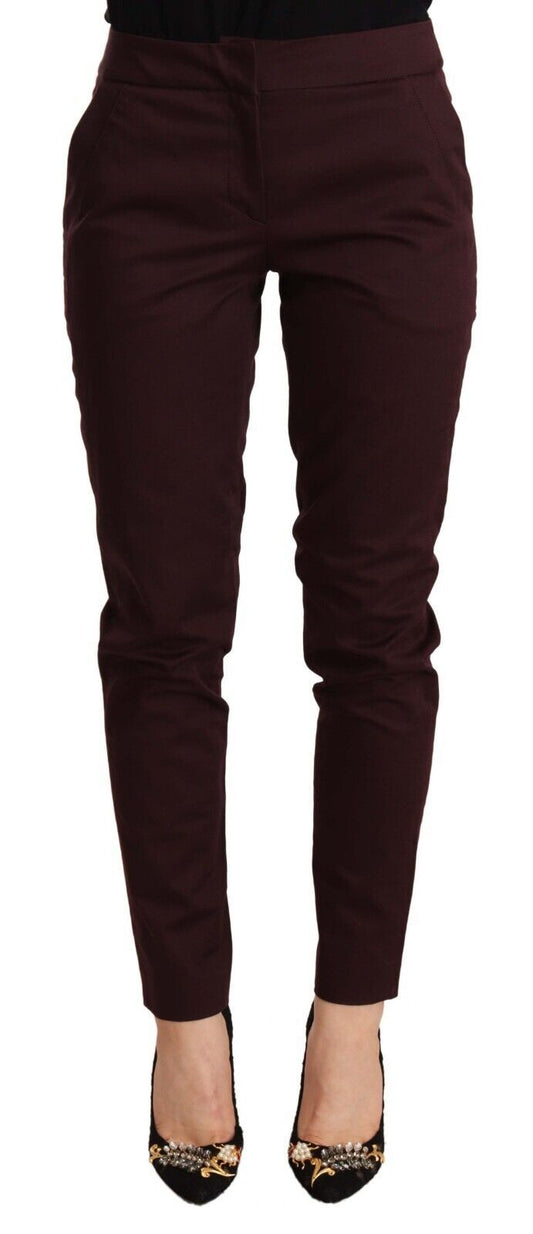 Вузькі штани Just Cavalli Maroon Slim Fit із застібкою-блискавкою