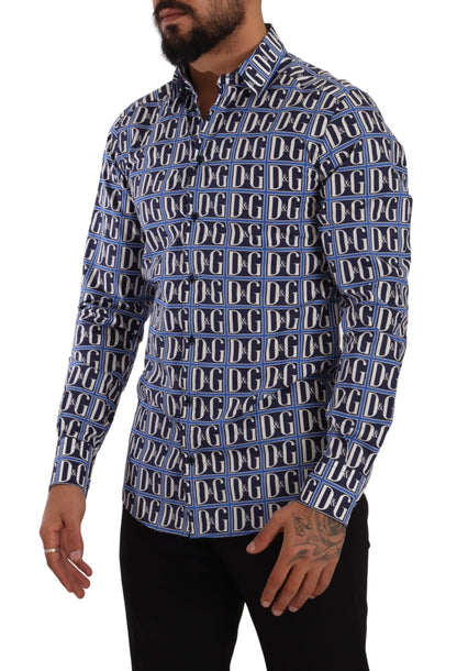Синя бавовняна сорочка Dolce &amp; Gabbana Slim Fit з логотипом