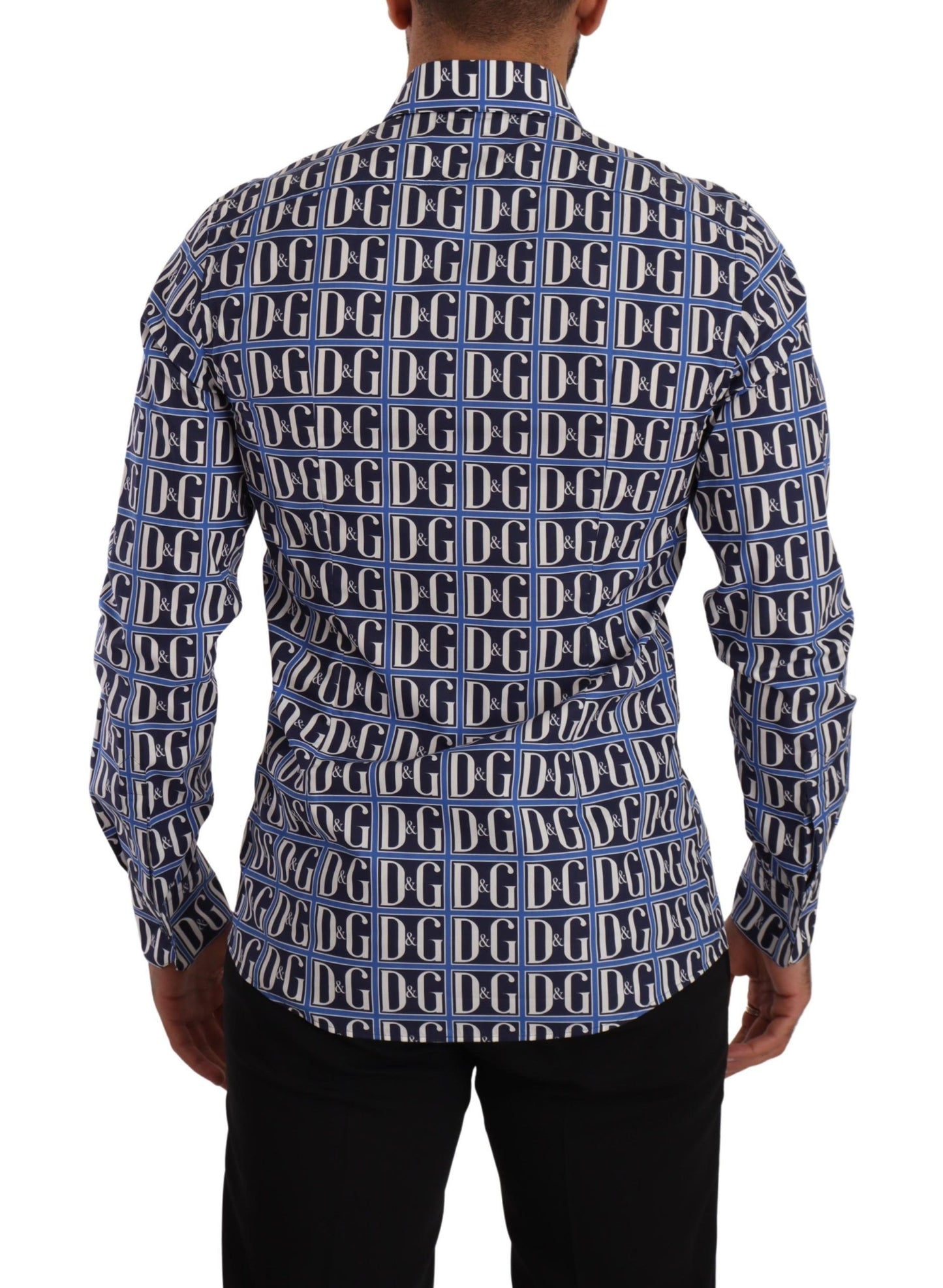 Синя бавовняна сорочка Dolce &amp; Gabbana Slim Fit з логотипом