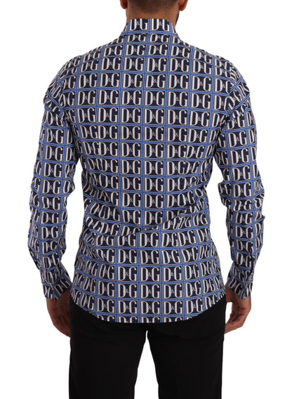 Синя бавовняна сорочка Dolce &amp; Gabbana Slim Fit з логотипом