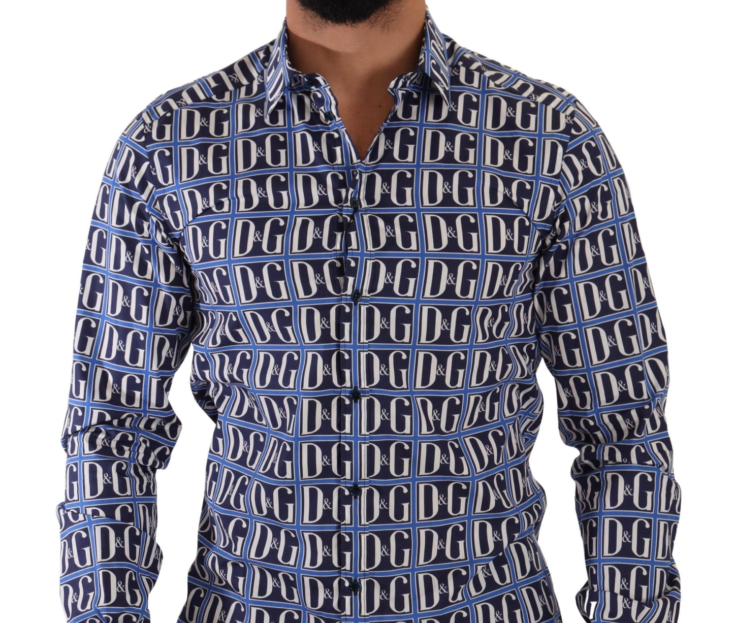 Синя бавовняна сорочка Dolce &amp; Gabbana Slim Fit з логотипом