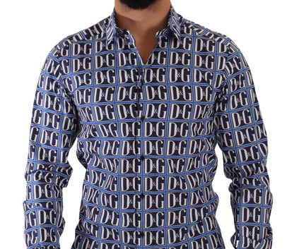 Синя бавовняна сорочка Dolce &amp; Gabbana Slim Fit з логотипом