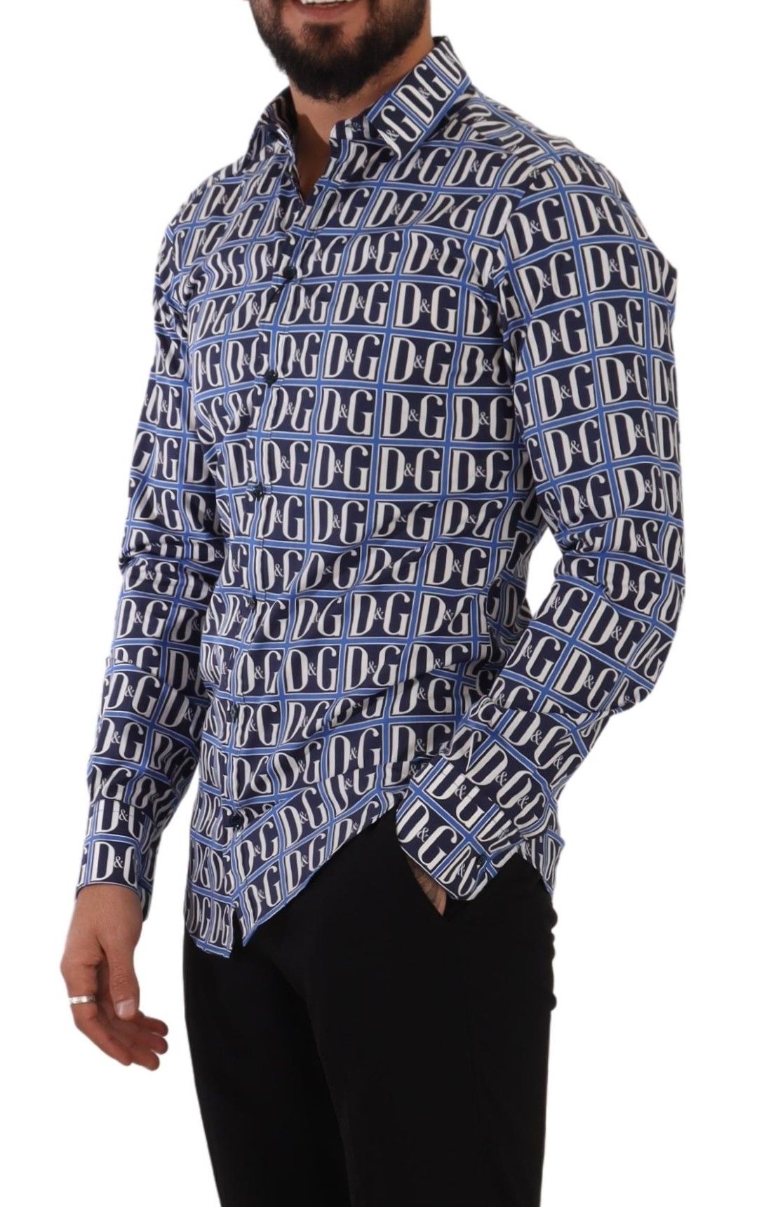 Синя бавовняна сорочка Dolce &amp; Gabbana Slim Fit з логотипом