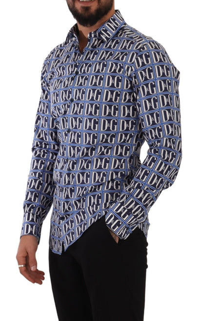 Синя бавовняна сорочка Dolce &amp; Gabbana Slim Fit з логотипом