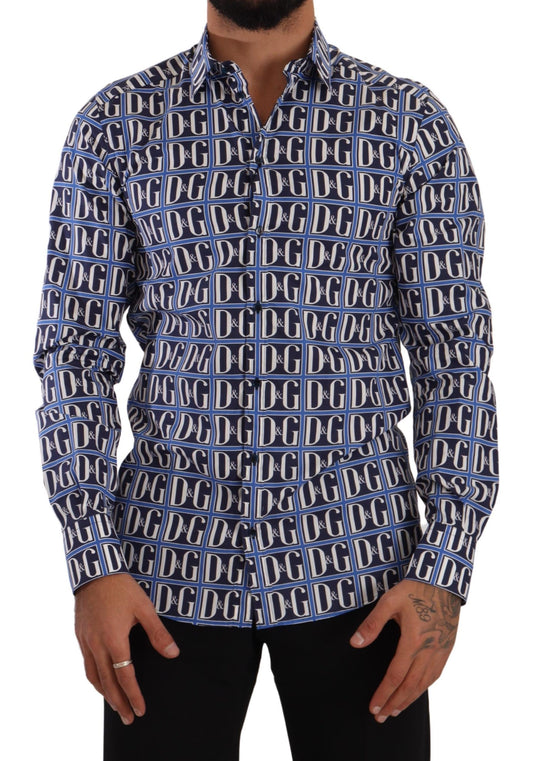 Синя бавовняна сорочка Dolce &amp; Gabbana Slim Fit з логотипом