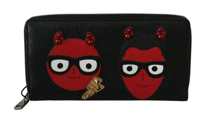 Шикарний чорно-червоний шкіряний гаманець Dolce &amp; Gabbana Continental