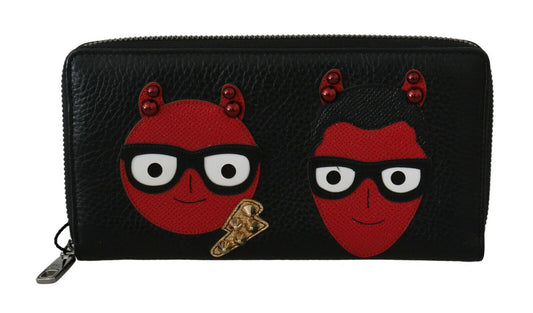 Шикарний чорно-червоний шкіряний гаманець Dolce &amp; Gabbana Continental