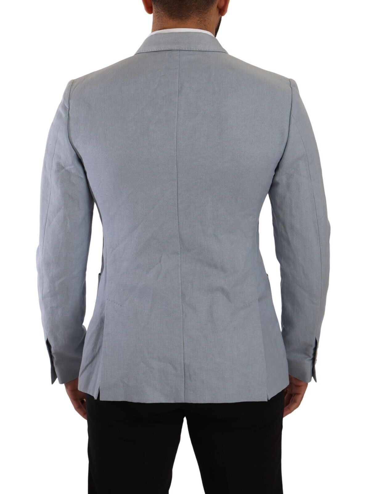 Світло-блакитний двобортний піджак Dolce &amp; Gabbana Elegant Slim Fit