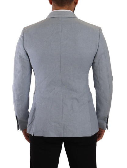 Світло-блакитний двобортний піджак Dolce &amp; Gabbana Elegant Slim Fit
