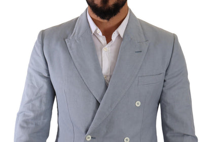 Світло-блакитний двобортний піджак Dolce &amp; Gabbana Elegant Slim Fit