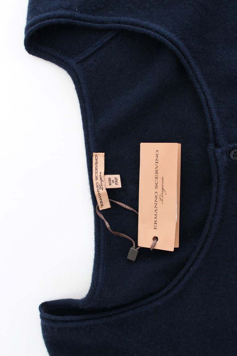 Синій укорочений светр Ermanno Scervino Chic із суміші кашеміру