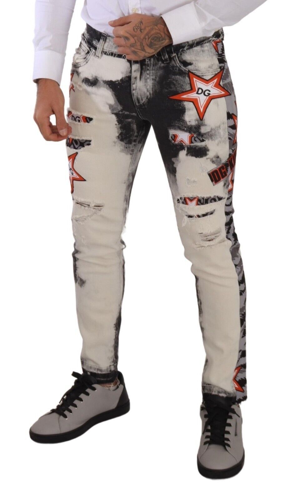 Джинси Dolce &amp; Gabbana Chic Slim Fit із зірковим денімом