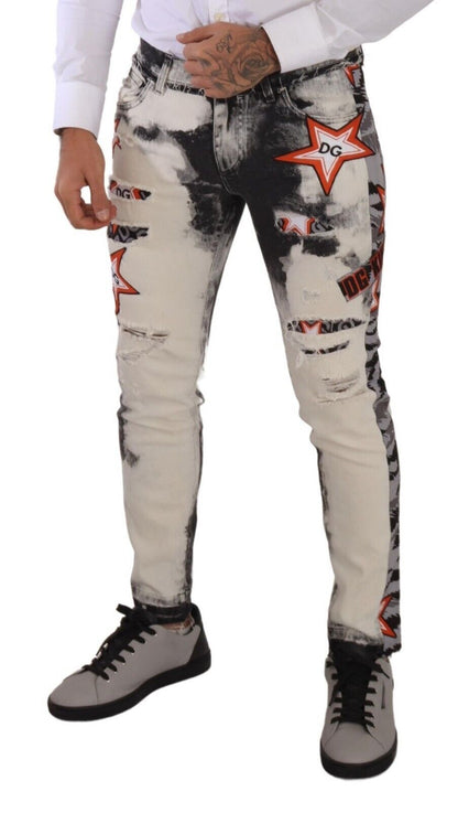 Джинси Dolce &amp; Gabbana Chic Slim Fit із зірковим денімом
