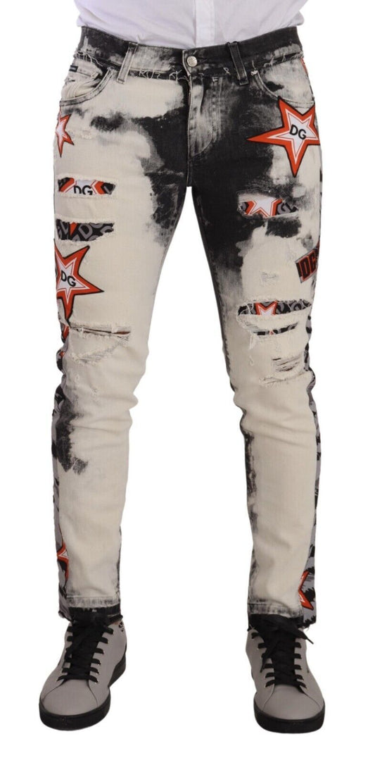 Джинси Dolce &amp; Gabbana Chic Slim Fit із зірковим денімом
