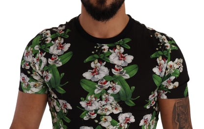 Елегантна чоловіча футболка Dolce &amp; Gabbana з круглим вирізом із квітковим вирізом