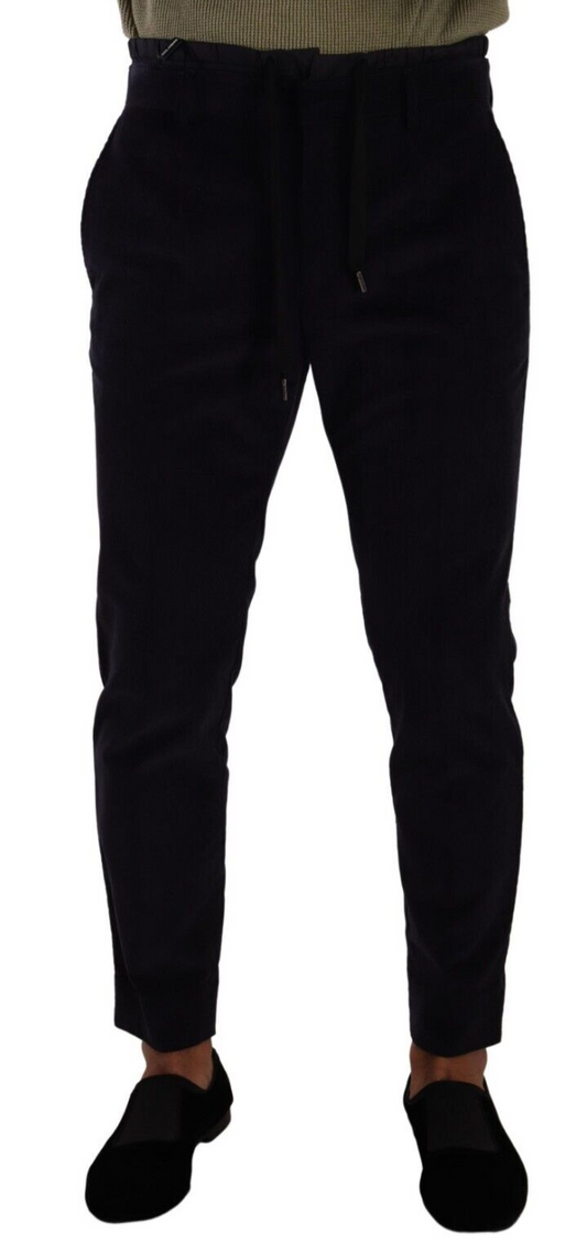 Розкішні вельветові штани Dolce &amp; Gabbana Slim Fit темно-синього кольору