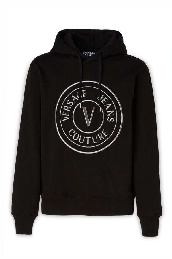 Чорний бавовняний світшот з капюшоном Versace Jeans