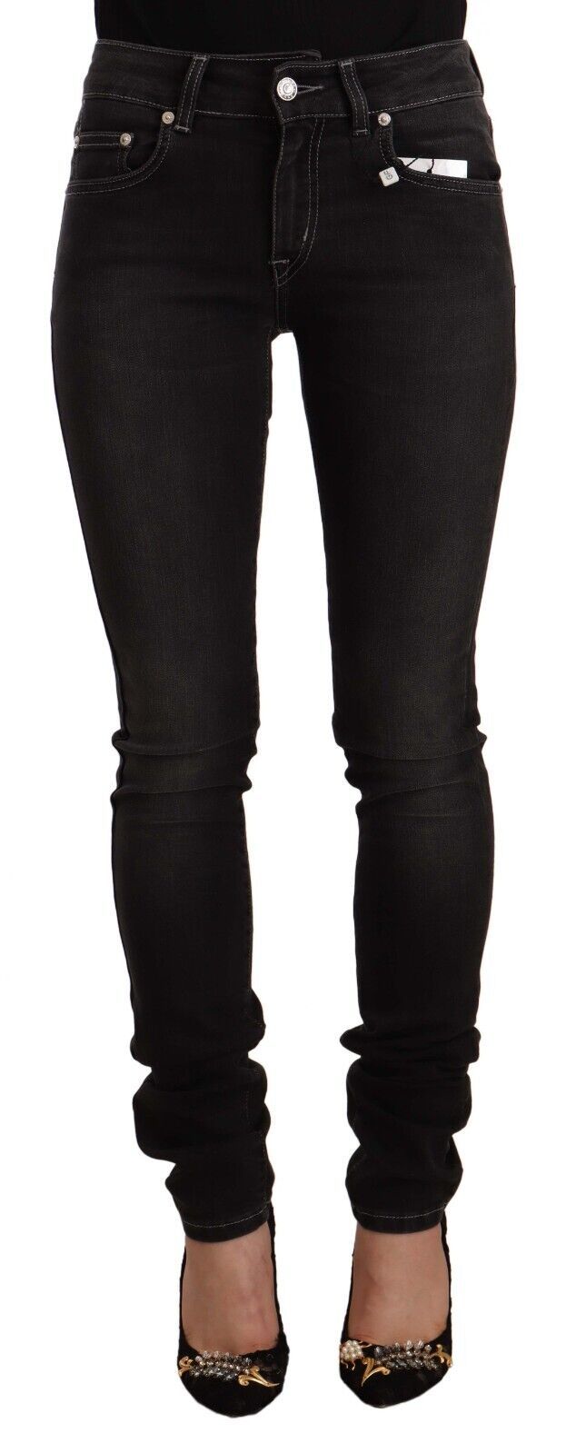 Чорні витерті джинси GF Ferre Chic Slim-Fit