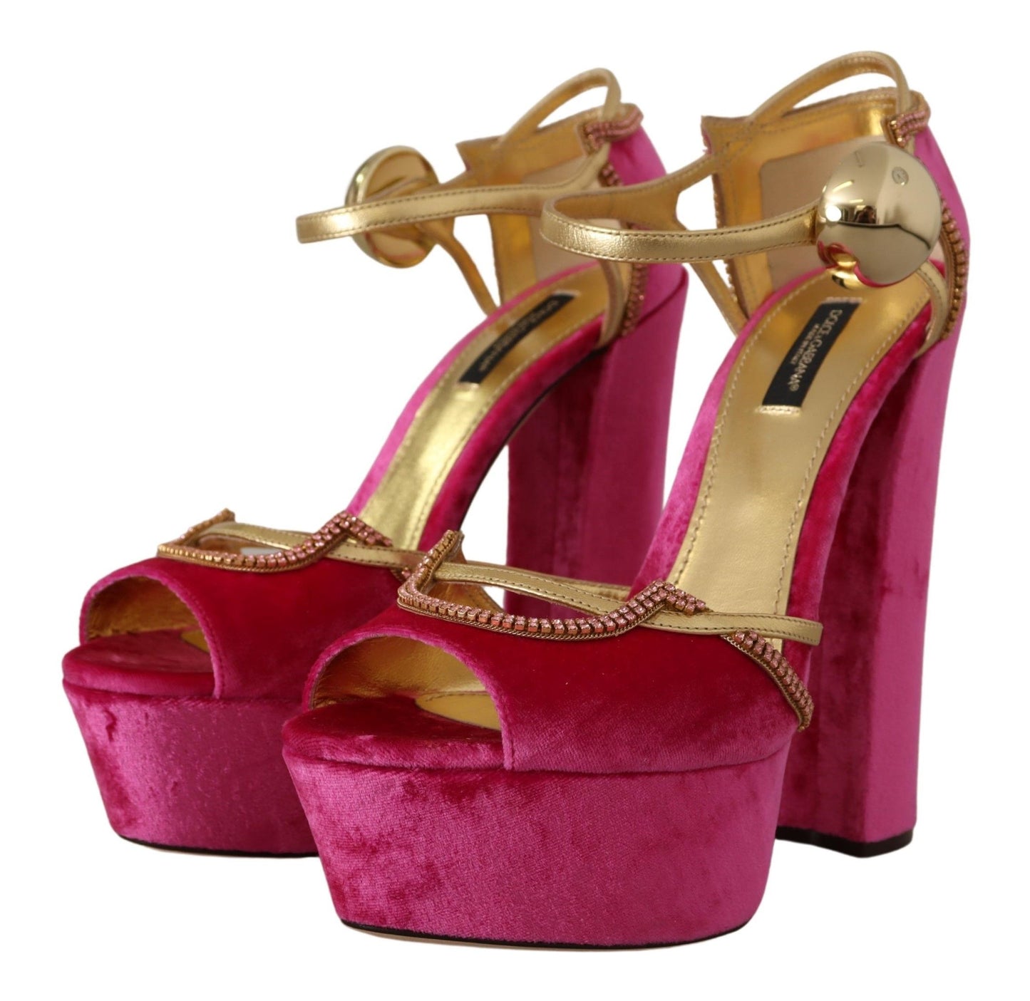Босоніжки Dolce &amp; Gabbana Ethereal Pink Velvet Crystal