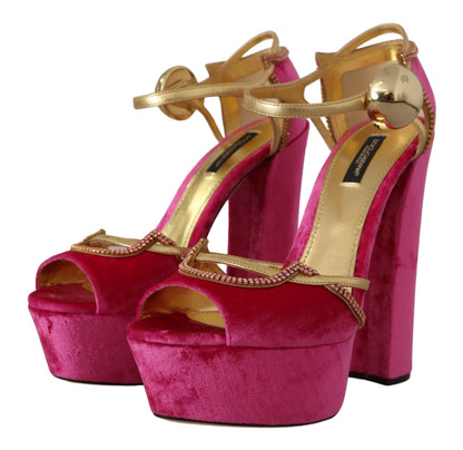Босоніжки Dolce &amp; Gabbana Ethereal Pink Velvet Crystal
