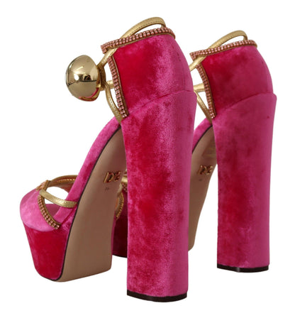 Босоніжки Dolce &amp; Gabbana Ethereal Pink Velvet Crystal