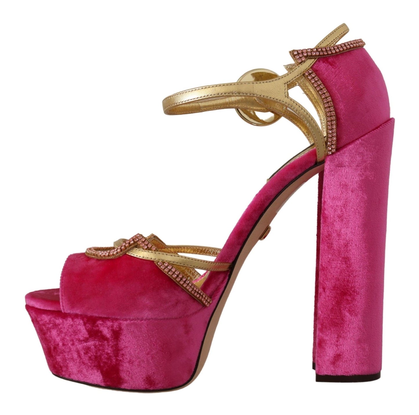 Босоніжки Dolce &amp; Gabbana Ethereal Pink Velvet Crystal
