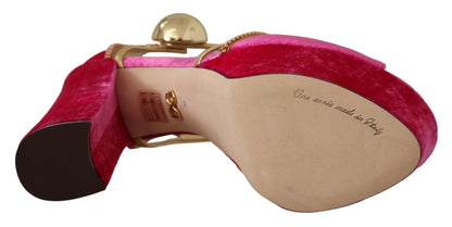 Босоніжки Dolce &amp; Gabbana Ethereal Pink Velvet Crystal