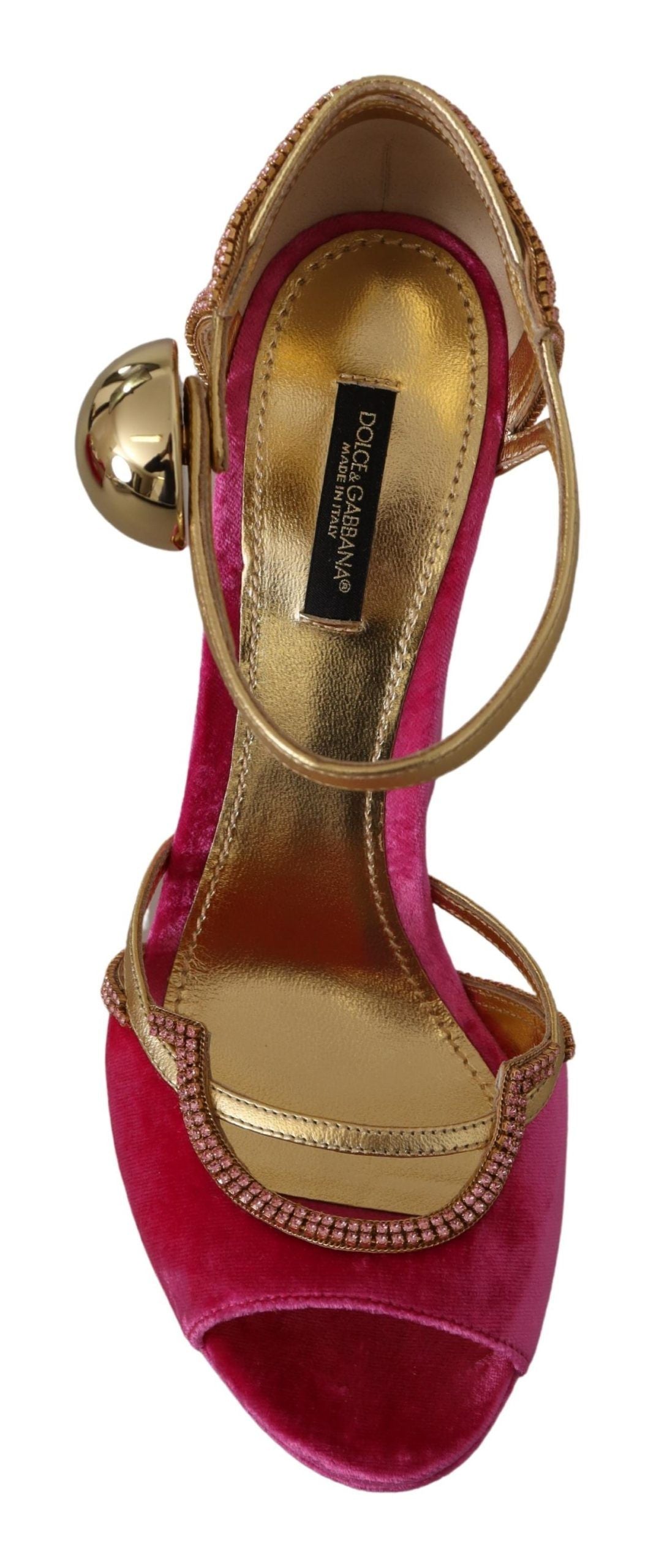 Босоніжки Dolce &amp; Gabbana Ethereal Pink Velvet Crystal