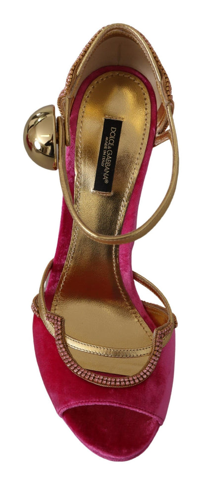 Босоніжки Dolce &amp; Gabbana Ethereal Pink Velvet Crystal