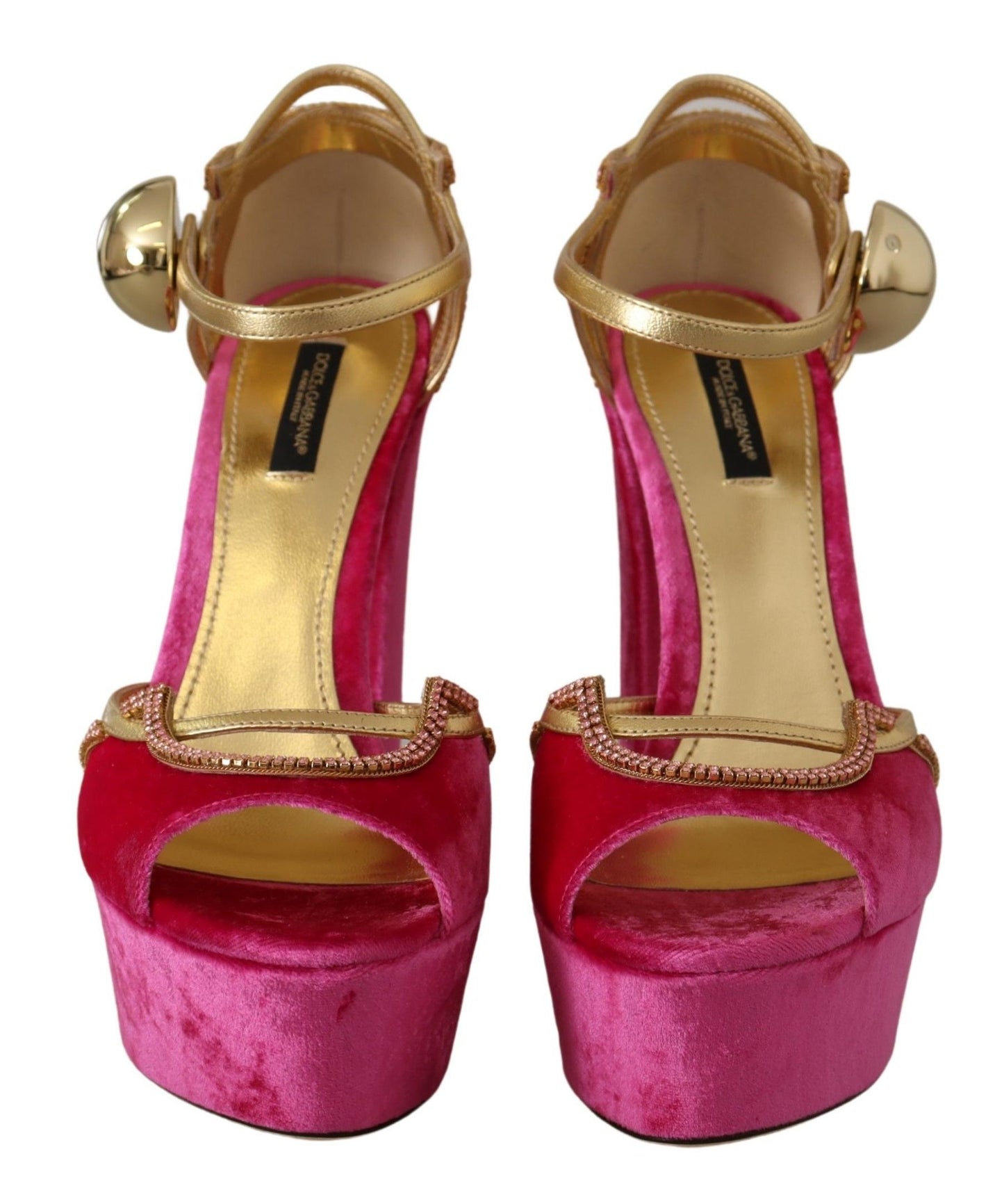 Босоніжки Dolce &amp; Gabbana Ethereal Pink Velvet Crystal