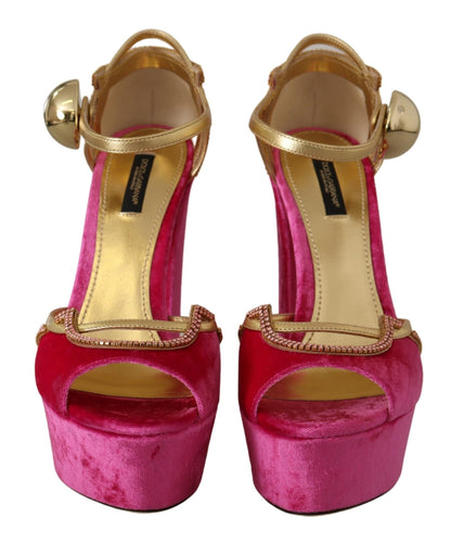Босоніжки Dolce &amp; Gabbana Ethereal Pink Velvet Crystal