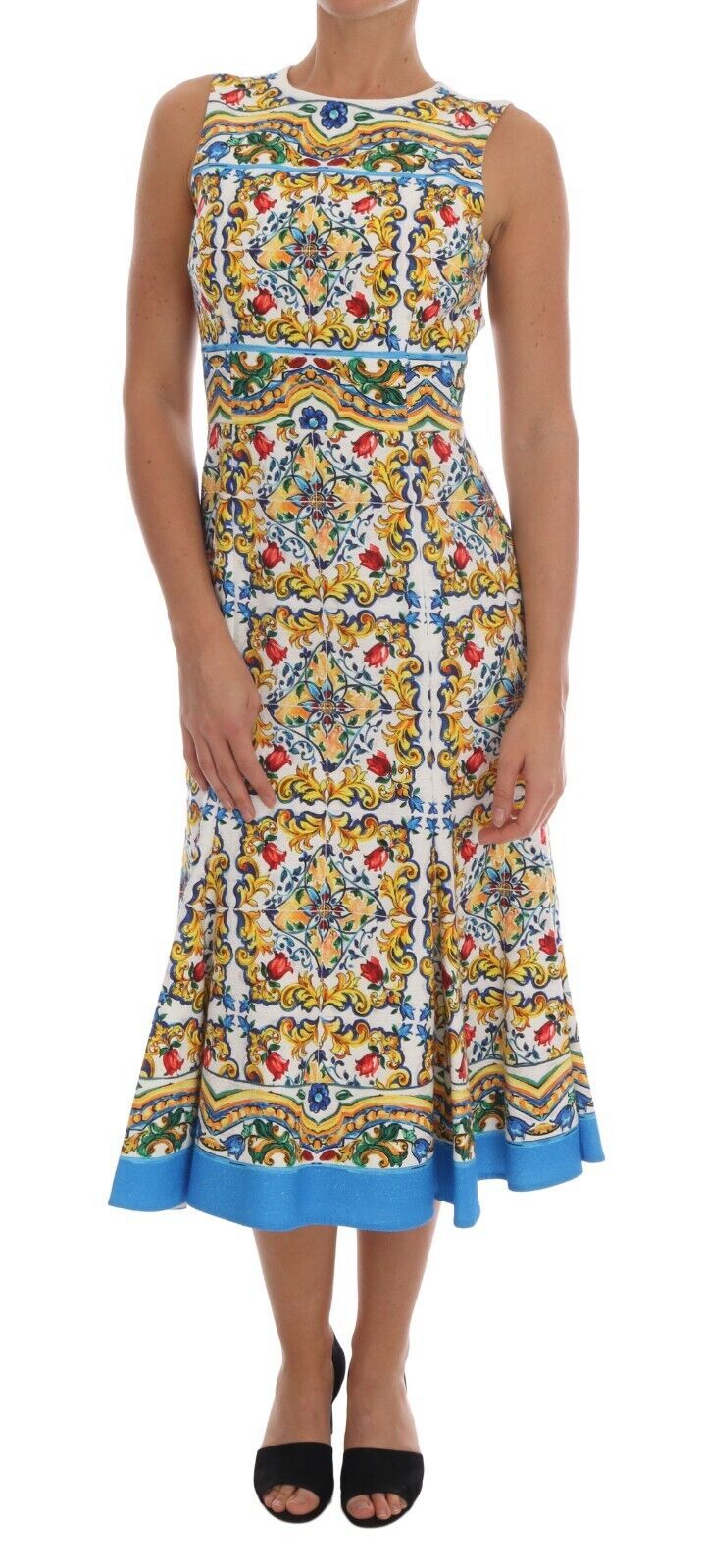 Сукня-футляр міді з принтом майоліка Dolce &amp; Gabbana