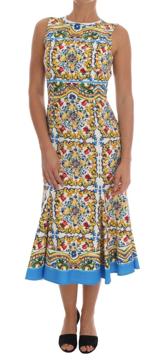 Сукня-футляр міді з принтом майоліка Dolce &amp; Gabbana