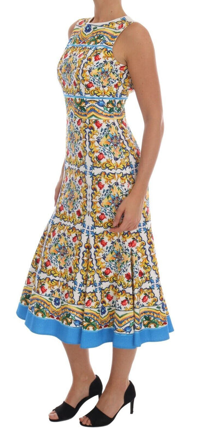 Сукня-футляр міді з принтом майоліка Dolce &amp; Gabbana