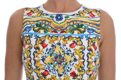 Сукня-футляр міді з принтом майоліка Dolce &amp; Gabbana