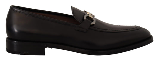 Чорні шкіряні лофери Gancio Salvatore Ferragamo Suave