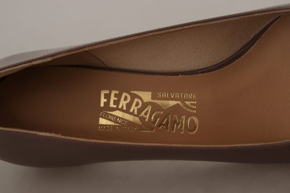 Елегантні коричневі човники Salvatore Ferragamo Caraway з бантом Vara