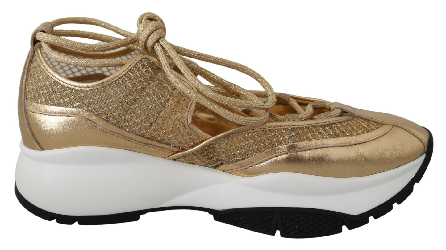 Шкіряні сітчасті кросівки Jimmy Choo Golden Glamour