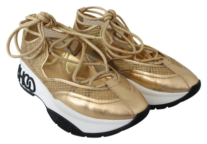 Шкіряні сітчасті кросівки Jimmy Choo Golden Glamour