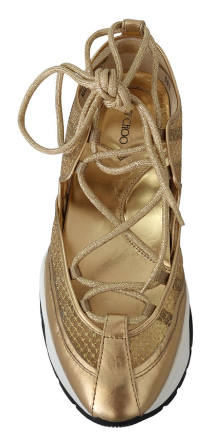 Шкіряні сітчасті кросівки Jimmy Choo Golden Glamour