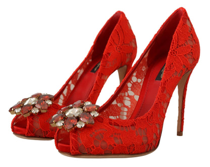 Туфлі на підборах Dolce &amp; Gabbana Red Crystal Taormina