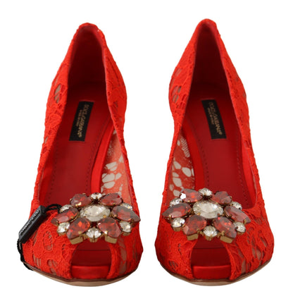 Туфлі на підборах Dolce &amp; Gabbana Red Crystal Taormina