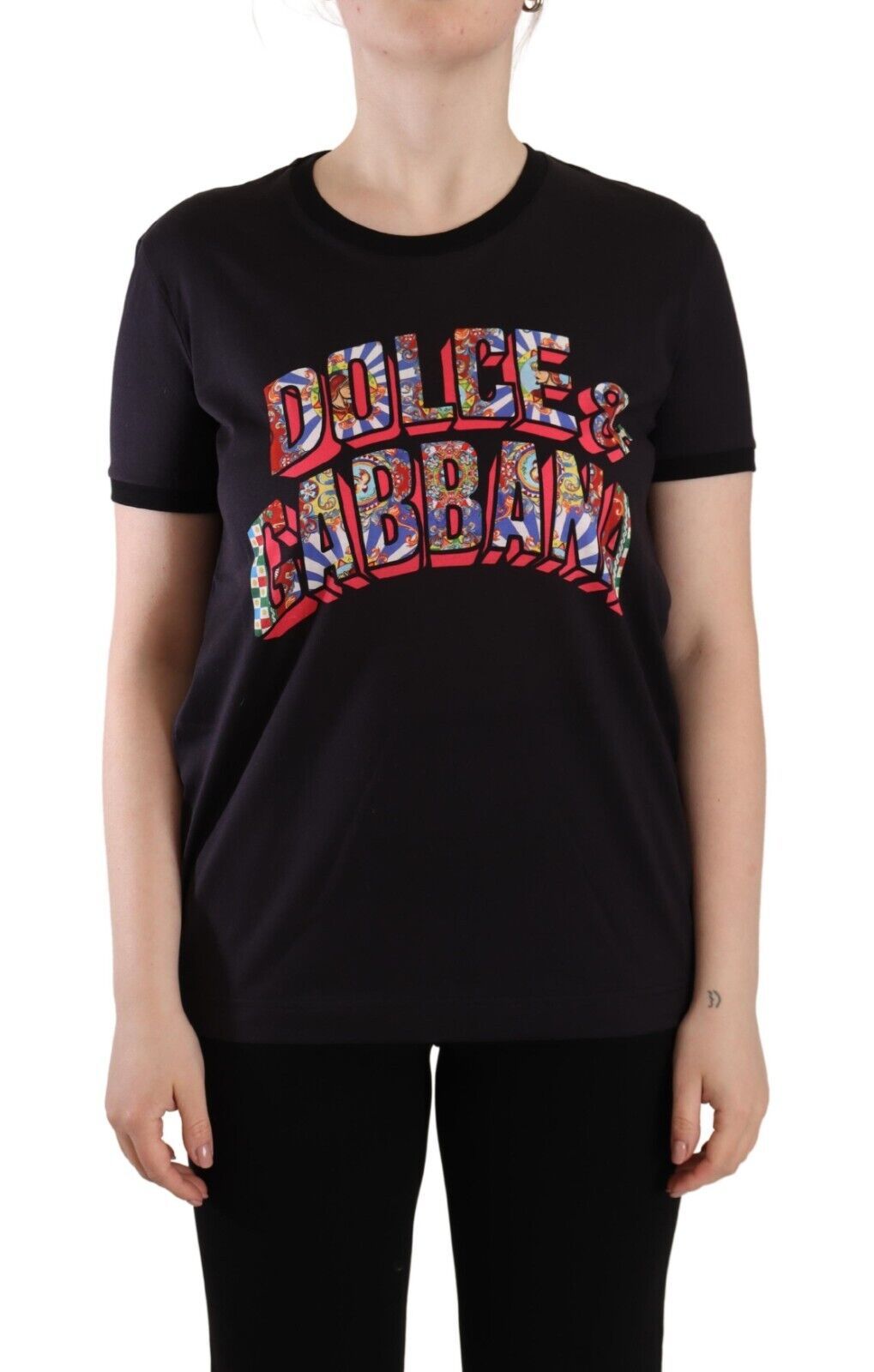 Чорна футболка Dolce &amp; Gabbana Chic з круглим вирізом і логотипом