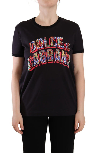 Чорна футболка Dolce &amp; Gabbana Chic з круглим вирізом і логотипом