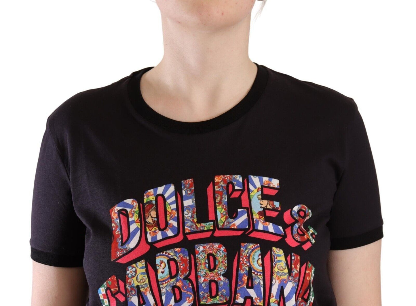 Чорна футболка Dolce &amp; Gabbana Chic з круглим вирізом і логотипом