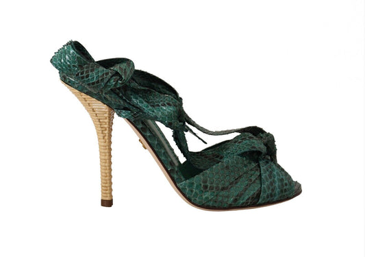 Екзотичні шкіряні босоніжки на підборах Dolce &amp; Gabbana Emerald